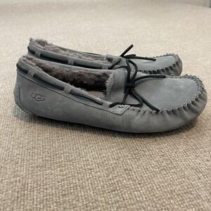 UGG Moccasin Slippers Mens Size 11 Gray Suede Shearling Lined House 1003390